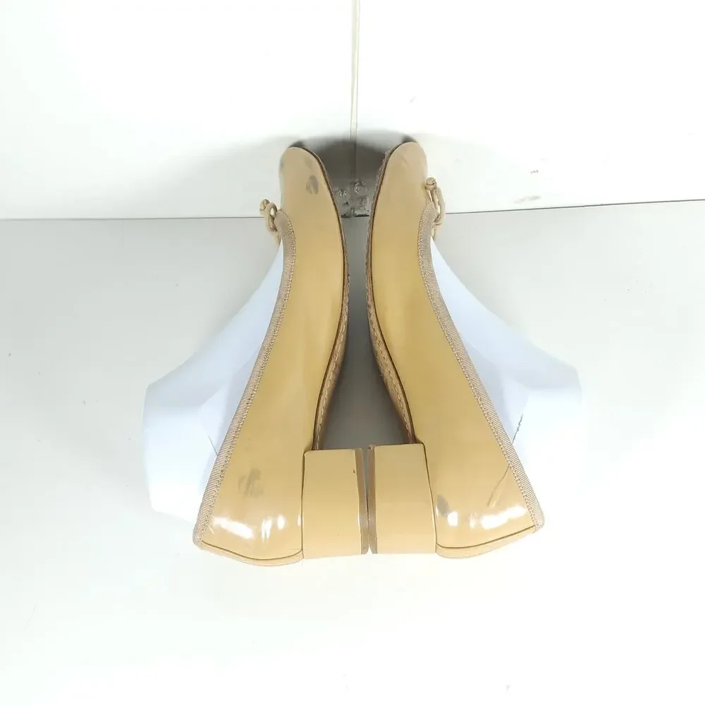 TORY BURCH Chelsea Women's US9M Nude Patent Leather Bow Charm Pumps Heels Shoes